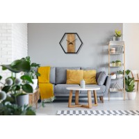 Dubové hodiny Loft Hexagon kovové 50cm, z231